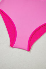 Rose Red Gold Shell Decor Wire-free Knotted 2pcs Bikini Swimsuit High Waisted Swimsuit JT's Designer Fashion
