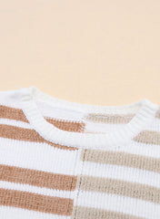 Stripe Blocked Drop Shoulder Slouchy Sweater Sweaters JT's Designer Fashion
