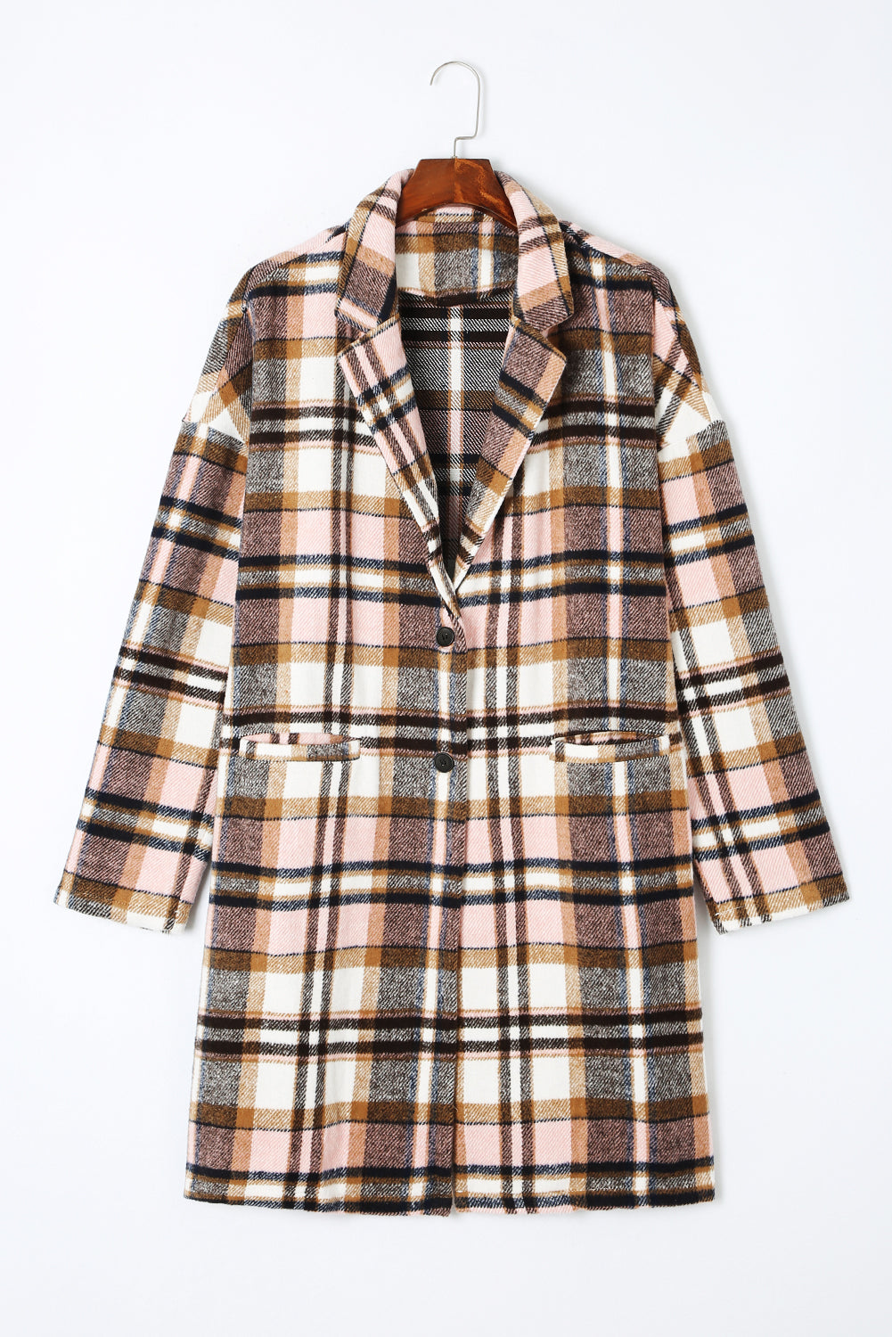 Pink Plaid Button Up Lapel Jacket Plaid Shackets JT's Designer Fashion