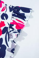 Fashion Floral Print Notched Neck Flutter Sleeve Mini Dress Floral Dresses JT's Designer Fashion