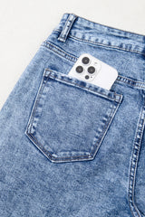 Ashleigh Blue Mineral Wash Bottom Cuff Distressed Wide Leg Jeans Jeans JT's Designer Fashion