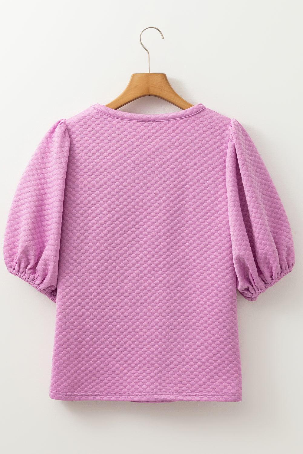 Phalaenopsis Solid Textured O Neck Puff Sleeve Blouse Blouses & Shirts JT's Designer Fashion