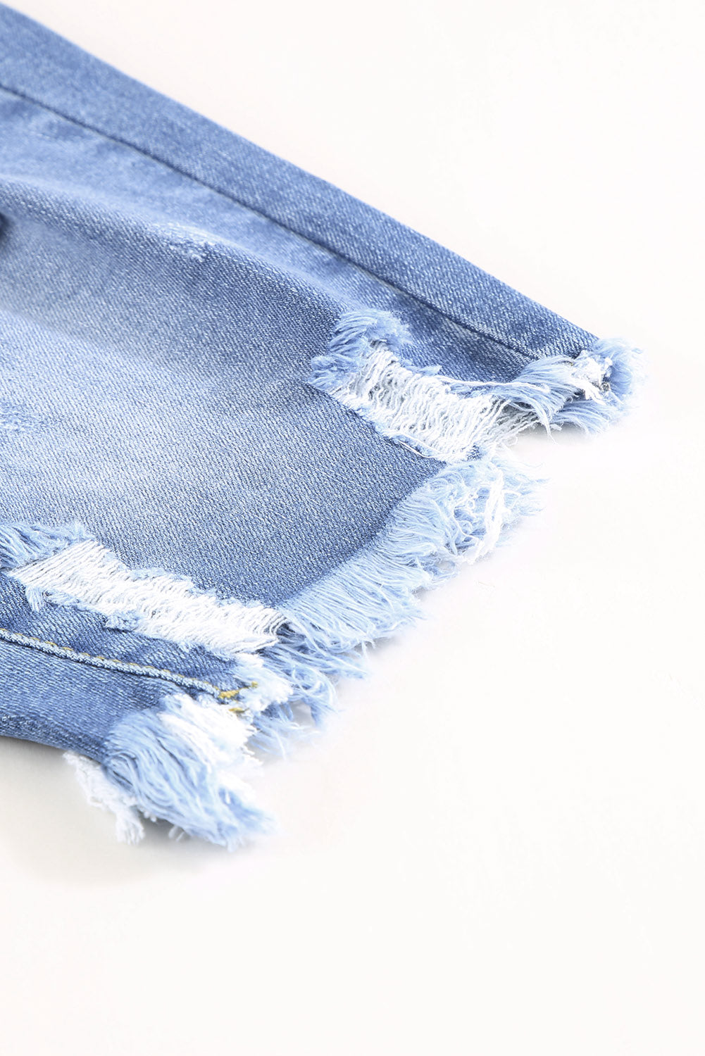 Sky Blue Ripped Tassel Bermuda Denim Shorts Denim Shorts JT's Designer Fashion