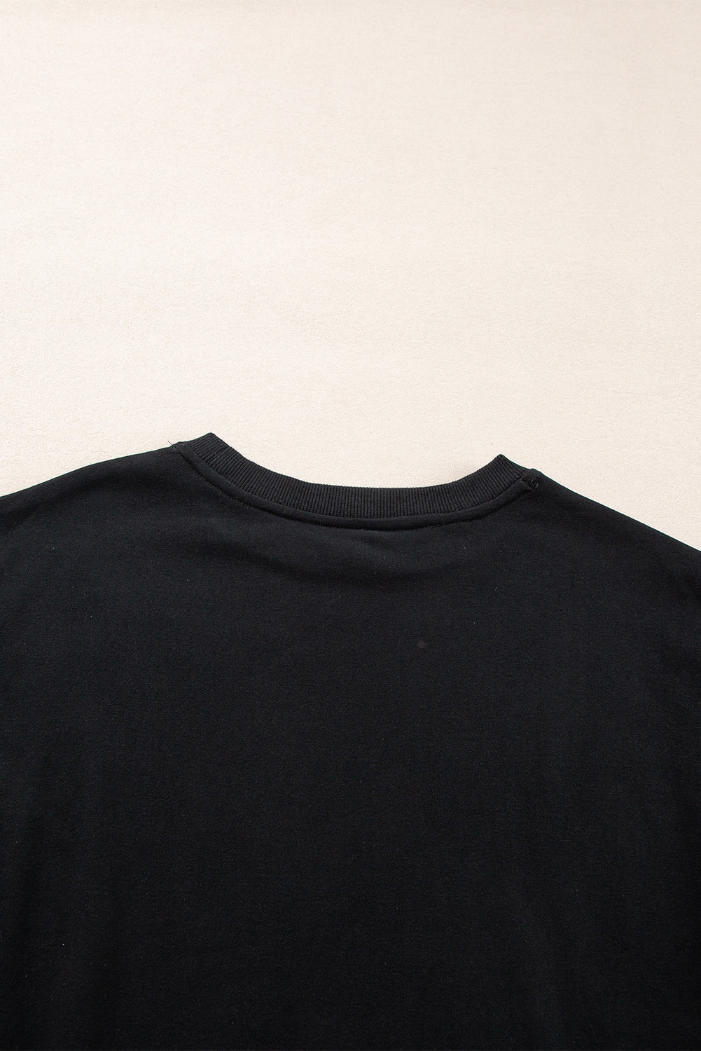 Black Plain Drop Shoulder Crewneck Pullover Sweatshirt Sweatshirts & Hoodies JT's Designer Fashion