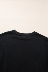 Black Plain Drop Shoulder Crewneck Pullover Sweatshirt Sweatshirts & Hoodies JT's Designer Fashion