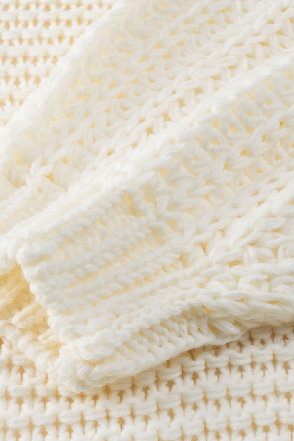 White Chunky Oversize Knit Drop Shoulder Puff Sleeve Cardigan Cardigans JT's Designer Fashion