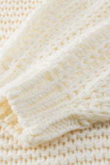 White Chunky Oversize Knit Drop Shoulder Puff Sleeve Cardigan Cardigans JT's Designer Fashion