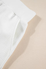 White Textured Cropped Hoodie and Shorts Set Short Sets JT's Designer Fashion