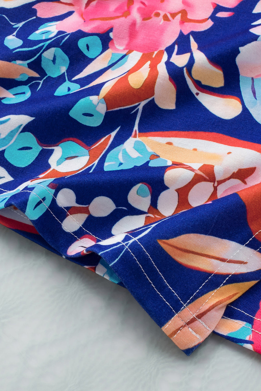 Blue Floral Print Lace-up High Waist Bodycon Mini Skirt Skirts & Petticoat JT's Designer Fashion