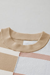 Khaki Stripe Colorblock Oversized Sweater Sweaters JT's Designer Fashion