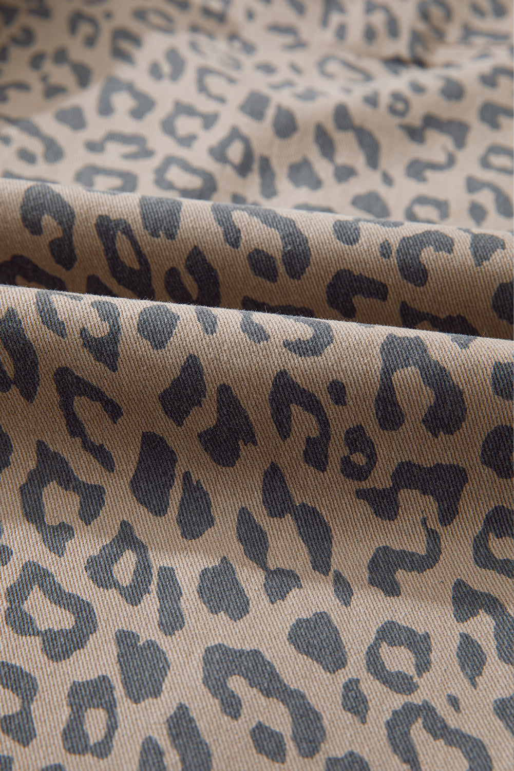 Khaki Leopard Printed Drawstring Elastic Waistband Pocketed Wide Leg Jeans Jeans JT's Designer Fashion