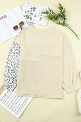 Leopard Patchwork Color Block Ribbed Long Sleeve Top Long Sleeve Tops JT's Designer Fashion