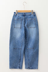 Dusk Blue High Waist Straight Leg Ankle Jeans Jeans JT's Designer Fashion