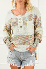 Multicolor Space Dye Henley Knit Sweater Sweaters & Cardigans JT's Designer Fashion