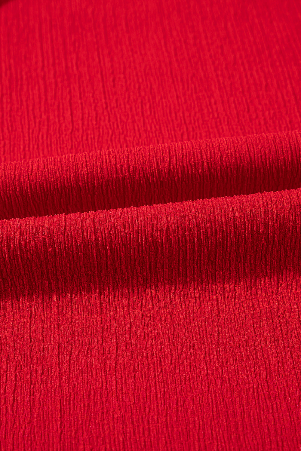 Racing Red Textured Shirred Ruffled Trim Spaghetti Strap Midi Dress Midi Dresses JT's Designer Fashion