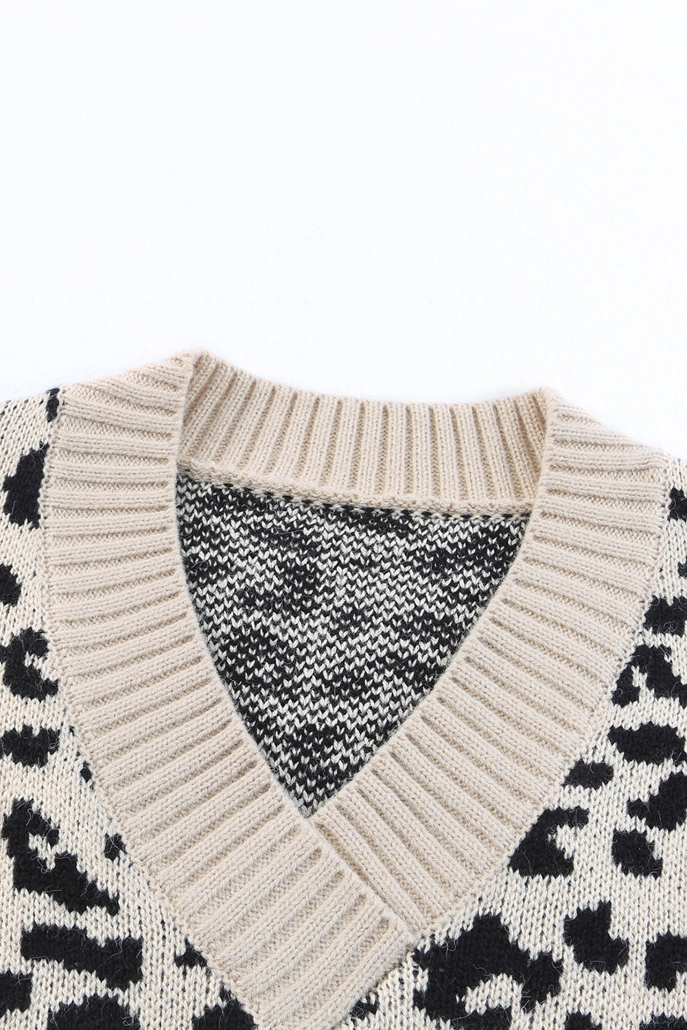 Khaki Leopard Color Block Long Sleeve Sweater Sweaters & Cardigans JT's Designer Fashion