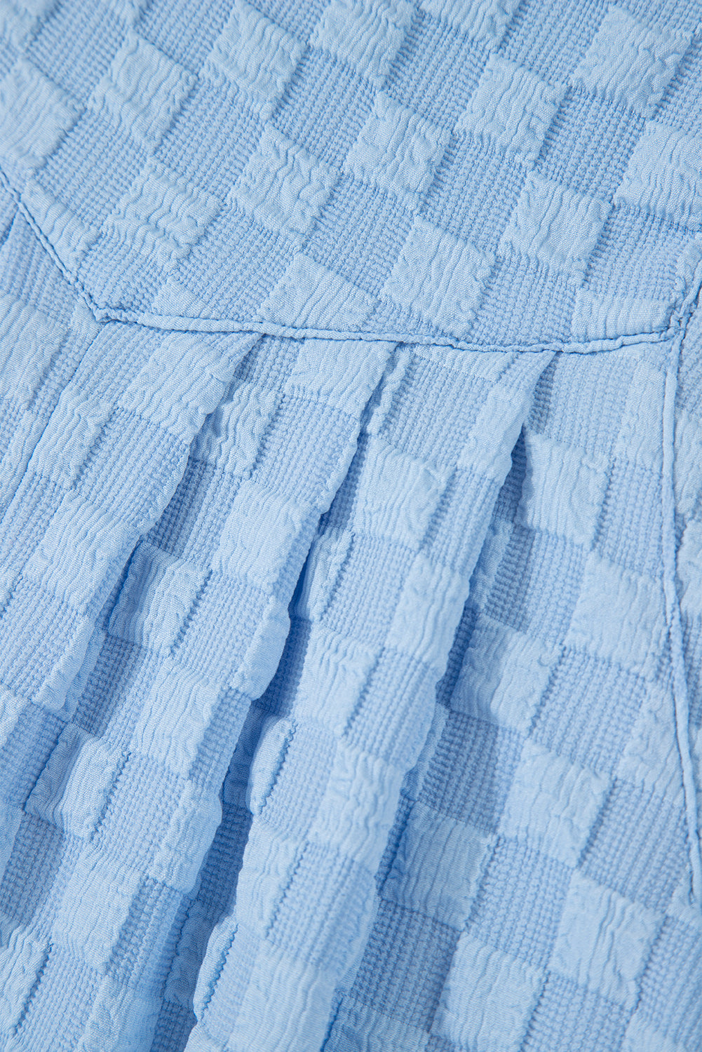 Beau Blue Checkered Pocketed High Waist Wide Leg Overall Jumpsuits & Rompers JT's Designer Fashion