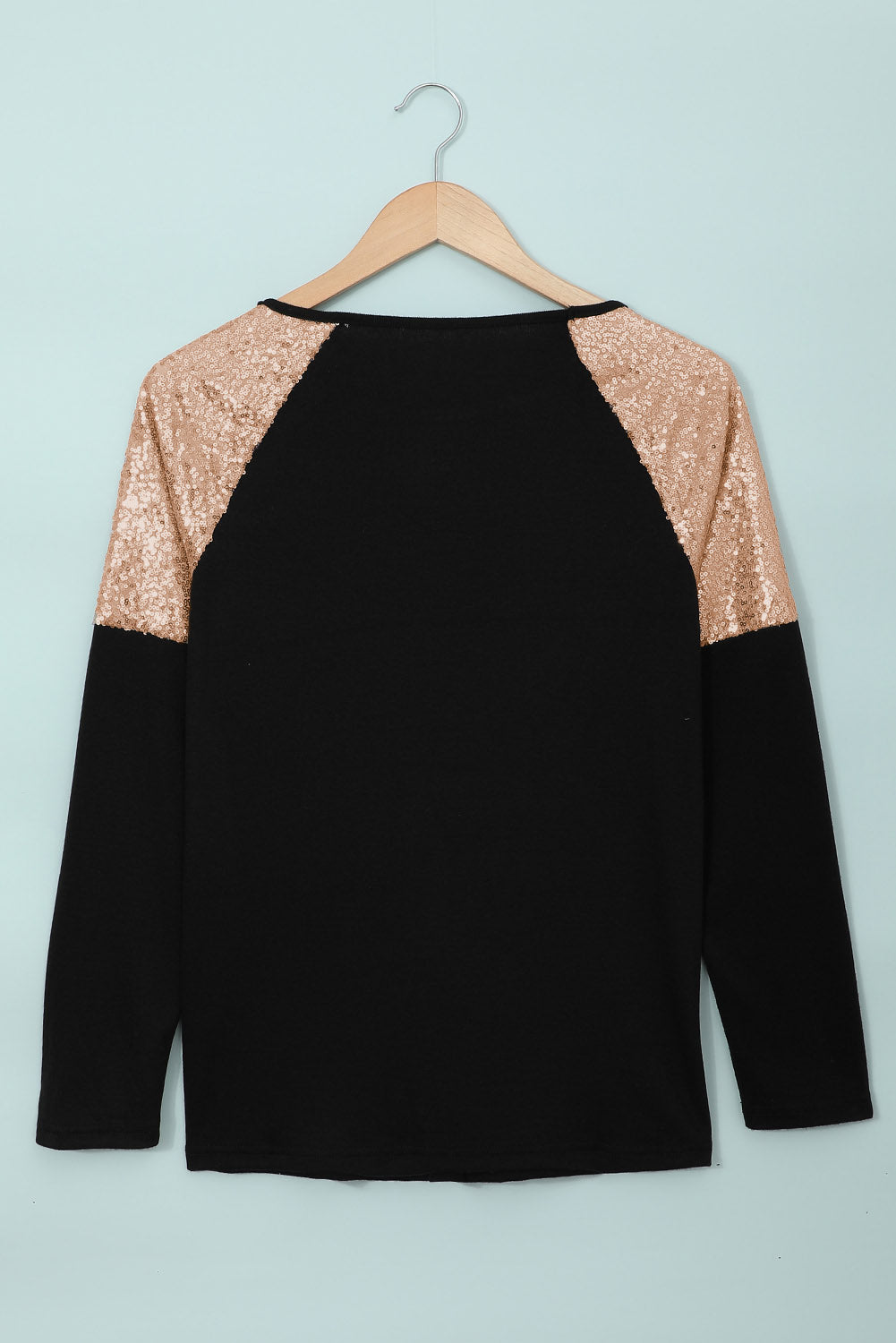 Black Sequin Shoulder Long Sleeve Top Long Sleeve Tops JT's Designer Fashion