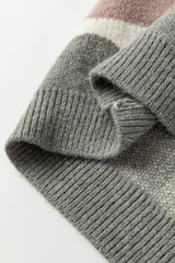 Gray Wave Striped Balloon Sleeve Drop Shoulder Sweater Sweaters JT's Designer Fashion