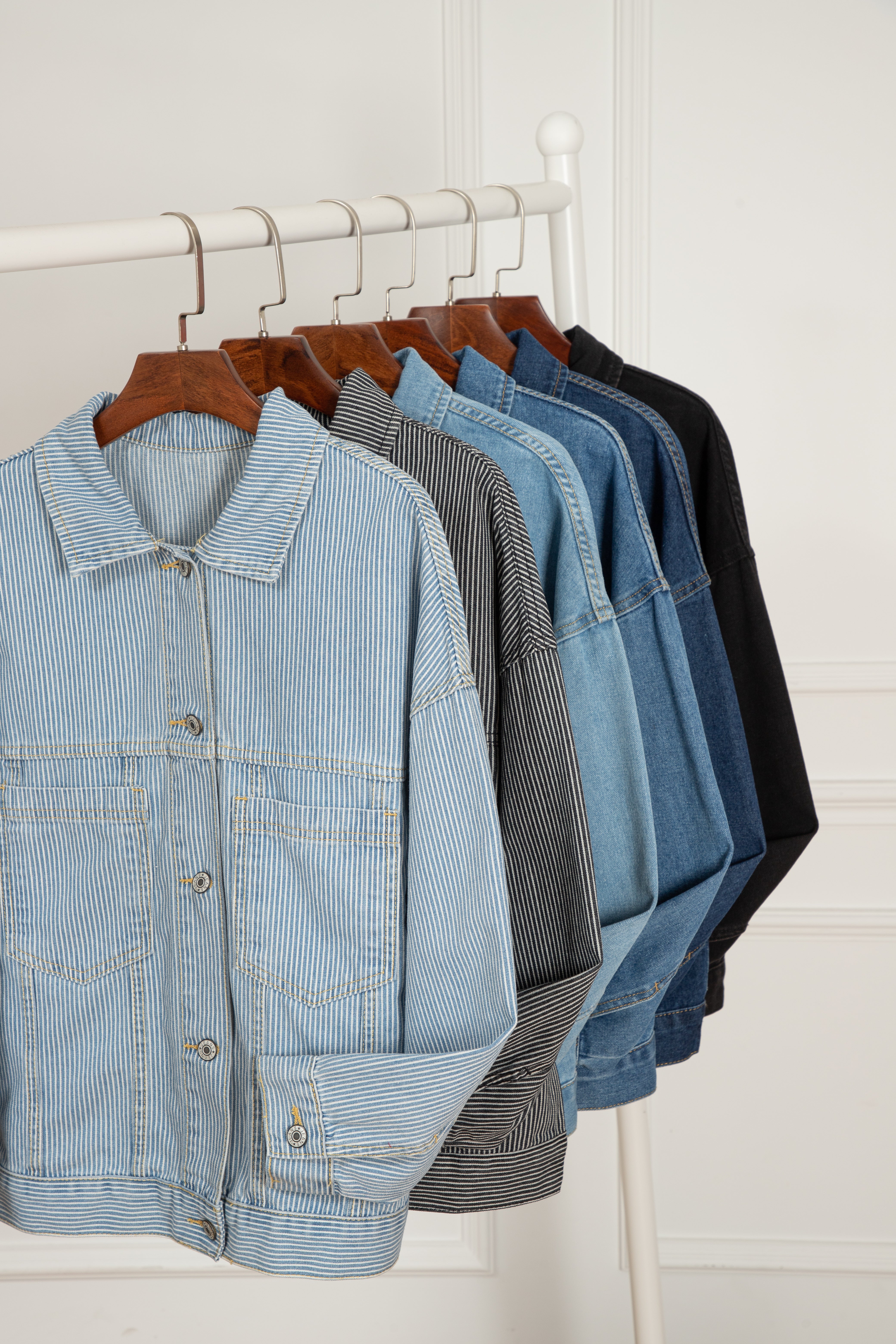 Wild Wind Washed Oversize Pocketed Denim Jacket Denim Jackets JT's Designer Fashion