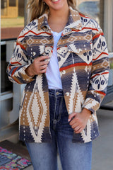 Multicolor Aztec Print Button-Up Oversized Jacket Jackets JT's Designer Fashion