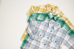 Yellow Plaid Flap Pocket Long Sleeve Shacket Plaid Shackets JT's Designer Fashion