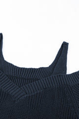 Dark Blue Dew Shoulder Juliette Knitted Sweater Sweaters & Cardigans JT's Designer Fashion