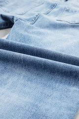 Light Blue High Rise Distressed Straight Leg Jeans Jeans JT's Designer Fashion