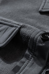 Gray Turn Down Collar Buttoned Shirt Jacket Jackets JT's Designer Fashion