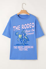 Sky Blue Rodeo Forever Western Graphic Tee Graphic Tees JT's Designer Fashion