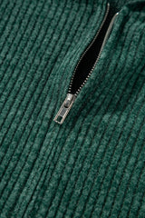 Evergreen Ribbed Zip Up Front Drawstring Hoodie Sweatshirts & Hoodies JT's Designer Fashion