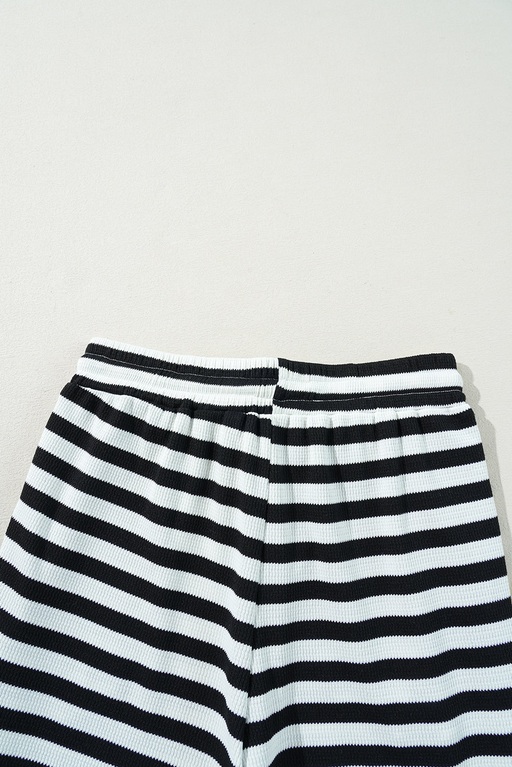Black Stripe Lace-up Waist Casual Flared Pants Pants & Culotte JT's Designer Fashion