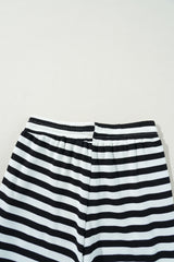 Black Stripe Lace-up Waist Casual Flared Pants Pants & Culotte JT's Designer Fashion