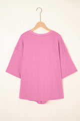 Bonbon Solid Loose V Neck Half Sleeve Tee and Shorts Short Sets JT's Designer Fashion