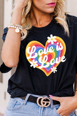 Black Love is Love Rainbow Heart Graphic Crewneck Tee Graphic Tees JT's Designer Fashion