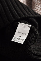 Black Color Block Netted Texture Pullover Sweater Sweaters & Cardigans JT's Designer Fashion