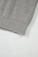 Philippine Gray Ribbed Knit Bow Front Buttoned Cardigan Cardigans JT's Designer Fashion