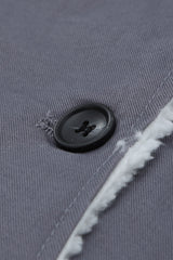 Gray Lapel Collar Button Fleece Jacket Jackets JT's Designer Fashion