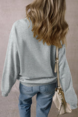 Light Grey Solid Loose Crew Neck Fleece Sweatshirt Sweatshirts & Hoodies JT's Designer Fashion