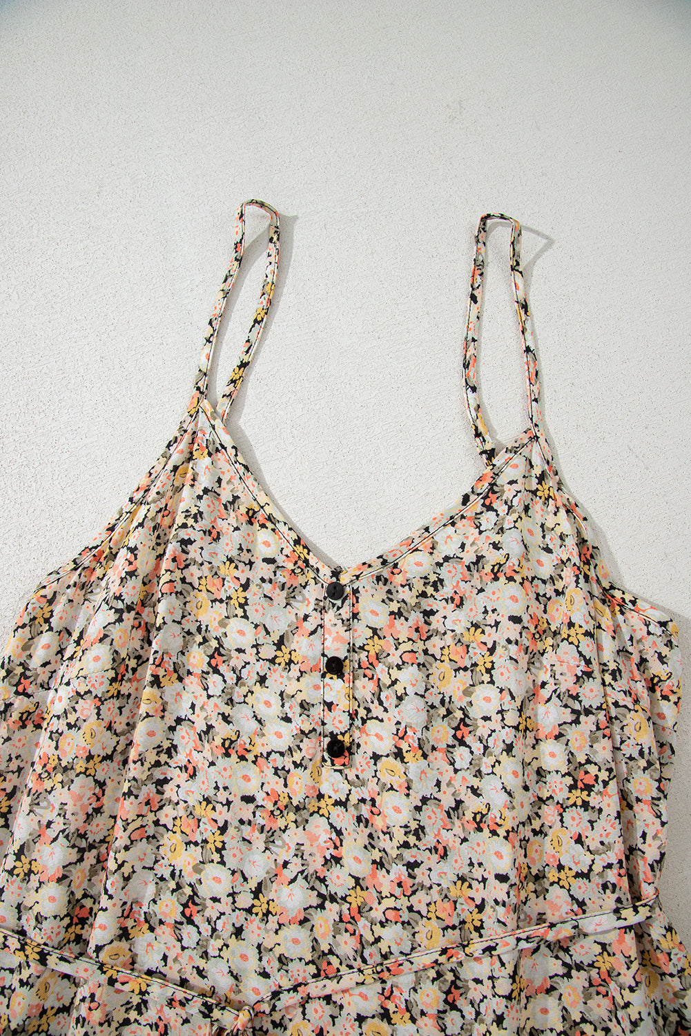 Khaki Boho Floral Printed Tie Waist Flared Sundress Floral Dresses JT's Designer Fashion