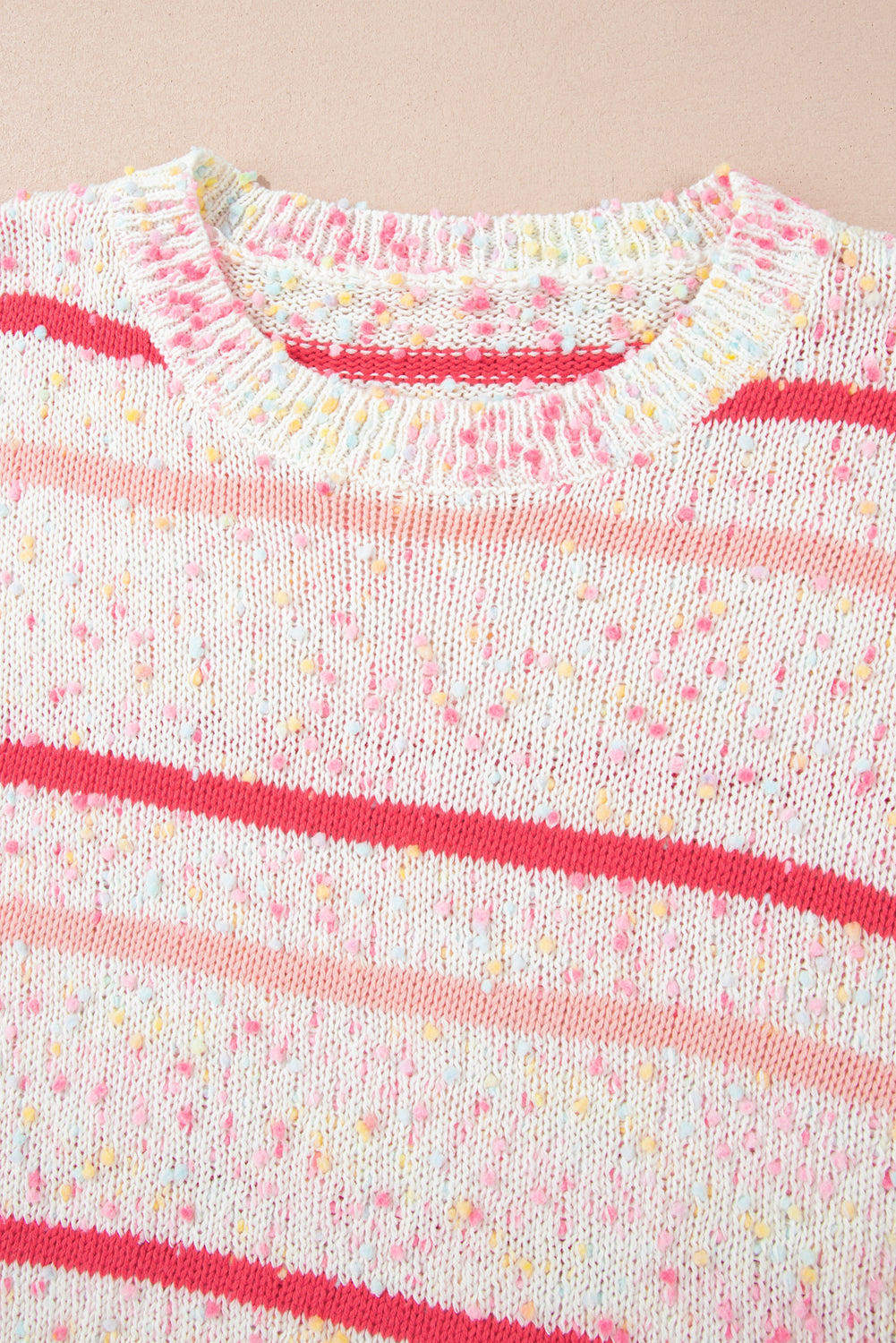 Pink Stripe Drop Shoulder Side Split Plus Size Sweater Plus Size Sweaters & Cardigans JT's Designer Fashion