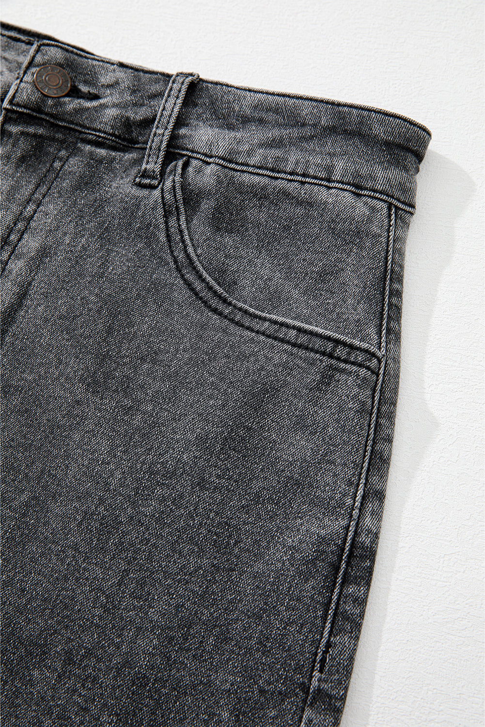 Dark Grey Denim Raw Hem Back Split High Waist Long Skirt Skirts & Petticoat JT's Designer Fashion