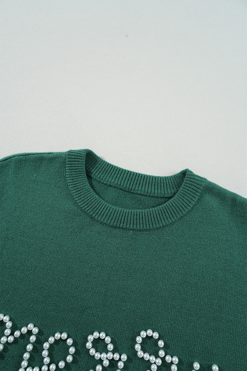 Blackish Green Pearl Beaded Merry Casual Sweater Sweaters JT's Designer Fashion