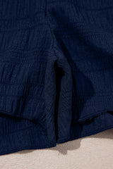 Dirty blue Textured Square Neck Top and Shirred High Waist Shorts Set Short Sets JT's Designer Fashion