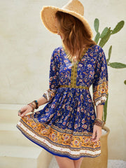 Printed V-Neck Mini Dress Mini Dresses JT's Designer Fashion