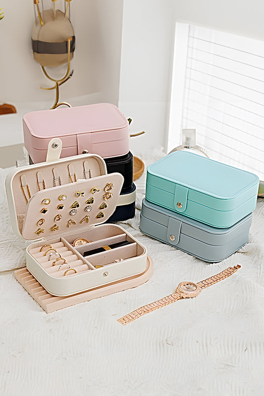 White Multi Layers Lint Lined Buttoned Closure Portable Jewelry Organizer Other Accessories JT's Designer Fashion