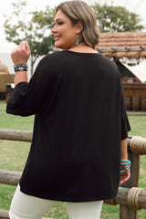 Black Checkerd DESERT DREAMS Printed Ripped Plus Size Tee Plus Size Tops & Tees JT's Designer Fashion