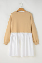 Apricot Color Block Patchwork Ruffled Plus Size Mini Dress Plus Size Mini Dresses JT's Designer Fashion