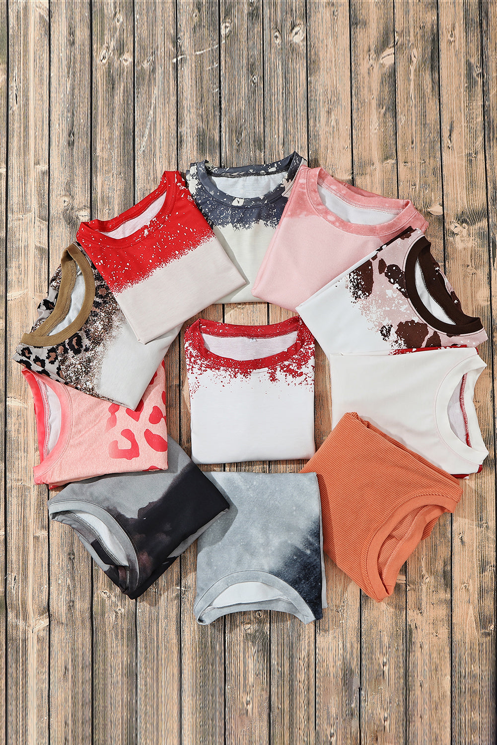 Fiery Red Tie-dyed Crew Neck Pullover Sweatshirt Sweatshirts & Hoodies JT's Designer Fashion