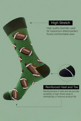 Blackish Green Rugby Football Print Mid-length Socks Socks JT's Designer Fashion